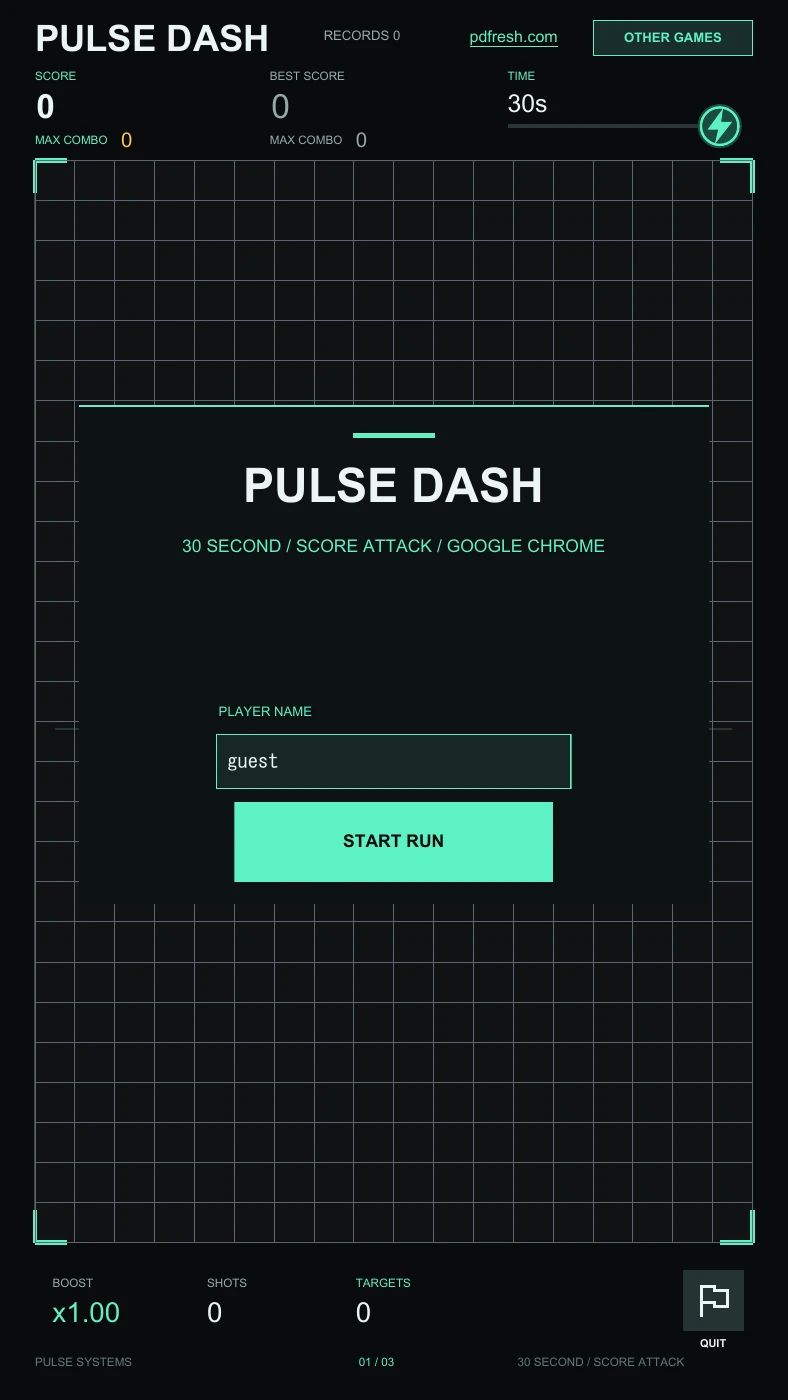 Pulse Dash title screen